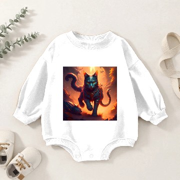 Discover cat on the run Baby Romper Sweatshirts