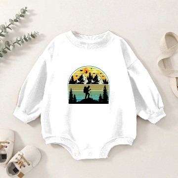Discover Weekends for Hiking: Vintage White Text Design Baby Romper Sweatshirts
