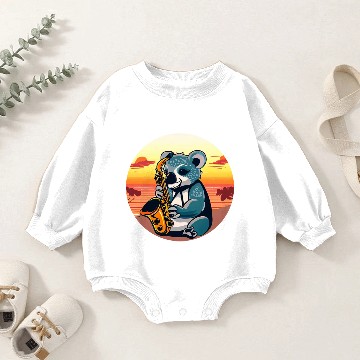 Discover Koala Playing Saxophone at Sunset Baby Romper Sweatshirts