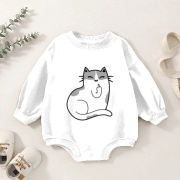 Discover Funny Cat Middle Finger 1 Baby Romper Sweatshirts