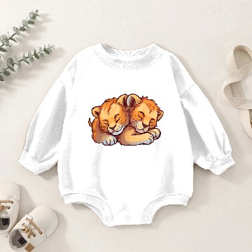 Discover Sleeping Lion Cubs Baby Romper Sweatshirts