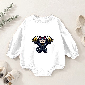 Discover Weight Lifting Lucky Cat Baby Romper Sweatshirts