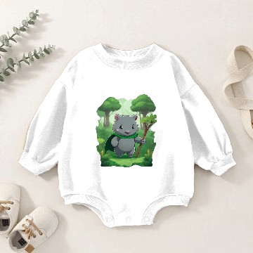 Discover Wombat Hero - Green Cape Wombat Baby Romper Sweatshirts