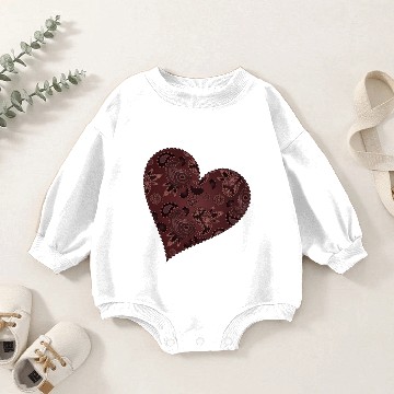Discover dark red heart in paisley pattern style Baby Romper Sweatshirts