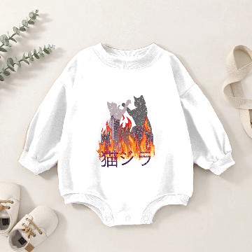 Discover Cat Retro Aesthetic Funny Catzilla Baby Romper Sweatshirts