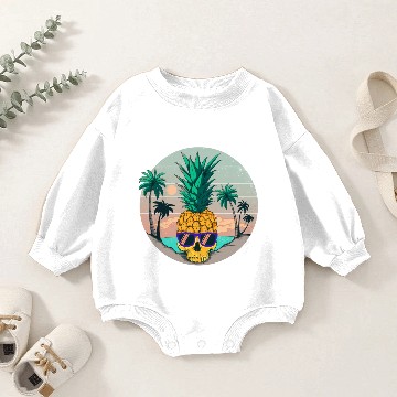 Discover Summer Pineapple Skull Baby Romper Sweatshirts