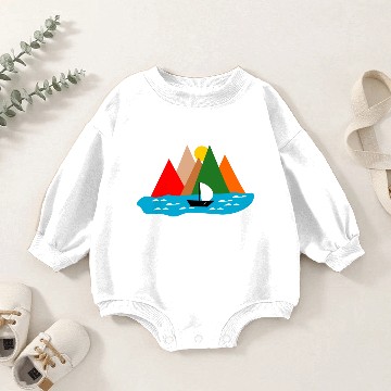 Discover Black Sailing Boat Scape Baby Romper Sweatshirts