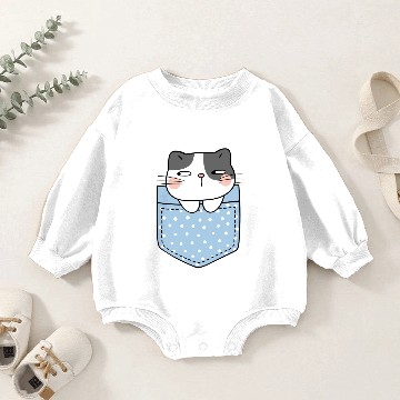 Discover Cute Cat in Pocket Baby Romper Sweatshirts
