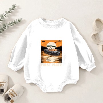 Discover First Mate Motorboating Squad Lake Life Pontoon Baby Romper Sweatshirts
