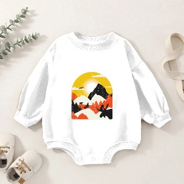 Discover Mountain Wolf Moose Baby Romper Sweatshirts