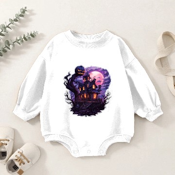 Discover Abandoned house on Halloween night Baby Romper Sweatshirts