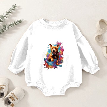 Discover Pitbull Dog Fourth Wall Break, Multicolor Design Baby Romper Sweatshirts