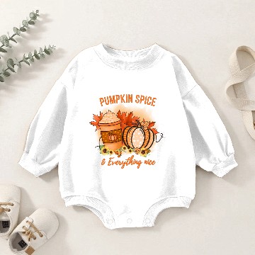 Discover Pumpkin Spice and everything nice fall Baby Romper Sweatshirts