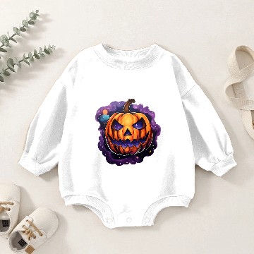 Discover Pumpkin Planet Jack-O'-Lantern Baby Romper Sweatshirts