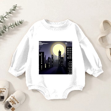 Discover City On The Moon Baby Romper Sweatshirts