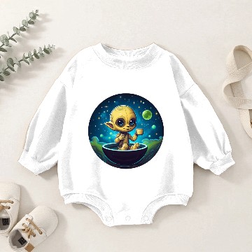 Discover Coffee-loving Alien: Midnight Snack Baby Romper Sweatshirts