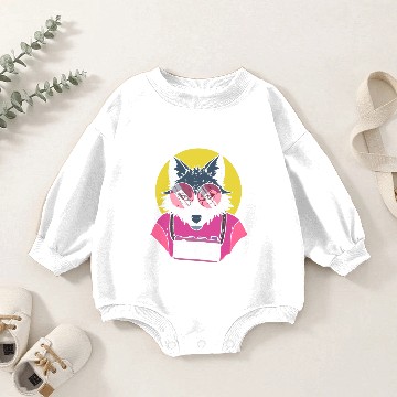 Discover Hipster Wolf Wolves Expert Baby Romper Sweatshirts
