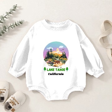 Discover Lake Tahoe California Baby Romper Sweatshirts