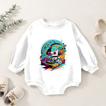 Discover DJ Robot Mix Music Baby Romper Sweatshirts