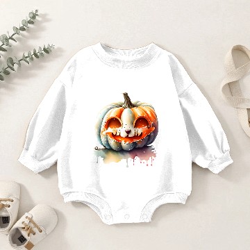 Discover Pumpkin With Cat Face Baby Romper Sweatshirts