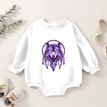 Discover Celestial Harmony Wolf Baby Romper Sweatshirts