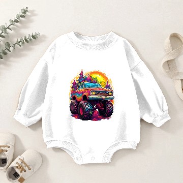 Discover Monster Truck Psychedelic Baby Romper Sweatshirts