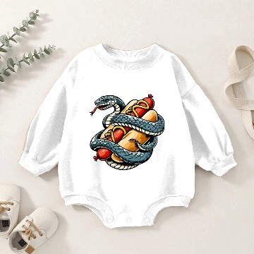 Discover Queue for hot dog - delicious treat Baby Romper Sweatshirts