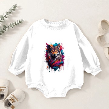 Discover Colorful Wolf Face Baby Romper Sweatshirts