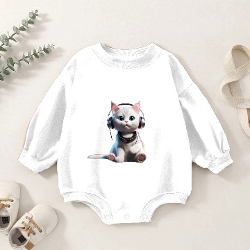 Discover Music Lover Cat V II on Unisex Poly Cotton Baby Romper Sweatshirts
