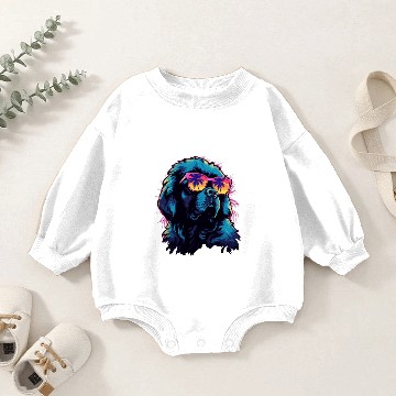 Discover Leonberger Retro Sunset Dog Baby Romper Sweatshirts