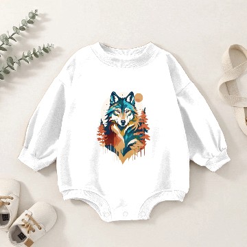 Discover Wolf Baby Romper Sweatshirts Wednesday - Fall Pastel Wolf