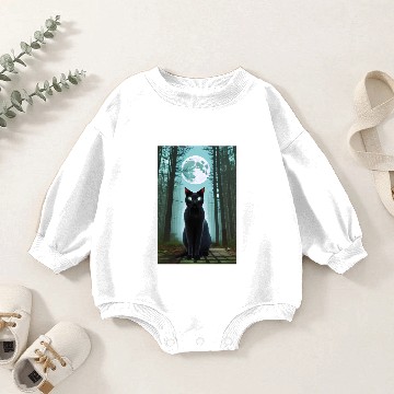 Discover Black Cat and Full Moon Baby Romper Sweatshirts