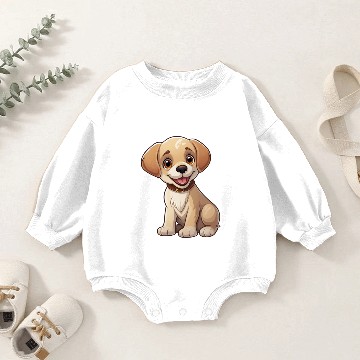 Discover Beaming Beige Puppy Baby Romper Sweatshirts