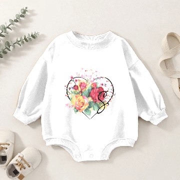 Discover Letter S Monogram Floral Roses Heart Baby Romper Sweatshirts