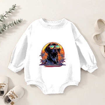 Discover Retro Wave Foxhound Dog Baby Romper Sweatshirts