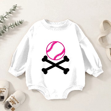 Discover softball crossbones Baby Romper Sweatshirts