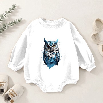 Discover Blue Light Owl Baby Romper Sweatshirts design