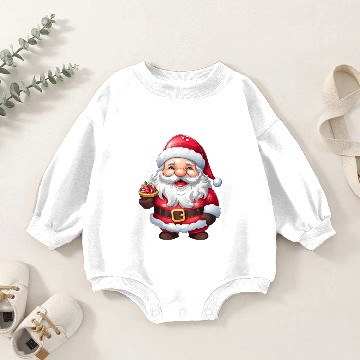 Discover Santa Claus With Beard, Hat And Sweets Baby Romper Sweatshirts
