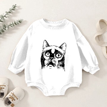 Discover Super Silly Cat Crazy Kitty Funny Pet Stupid Face Baby Romper Sweatshirts