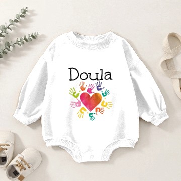 Discover Doula Birth Worker Heart Hands Baby Romper Sweatshirts