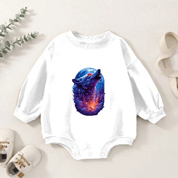 Discover Cool Wolf Howling Baby Romper Sweatshirts