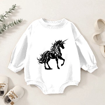 Discover Unicorn, black, silhouette Baby Romper Sweatshirts