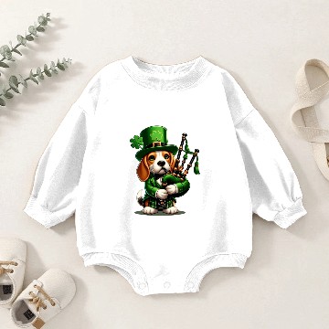 Discover St. Patrick's Day Beagle Bagpiper Baby Romper Sweatshirts