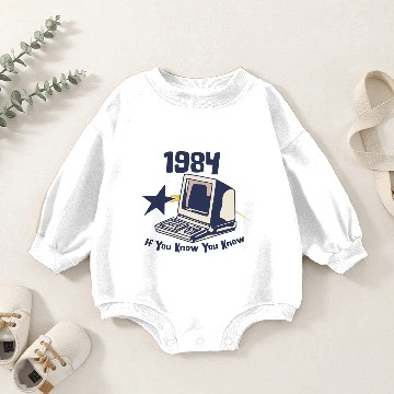 Discover 1984 40th Birthday Vintage Computer Baby Romper Sweatshirts