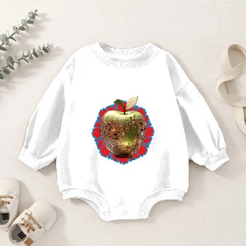 Discover golden tones Inside a green apple Baby Romper Sweatshirts