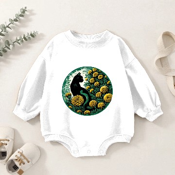 Discover Black Cat Marigold Baby Romper Sweatshirts