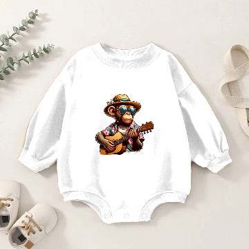 Discover Aloha Monkey Tunes Baby Romper Sweatshirts