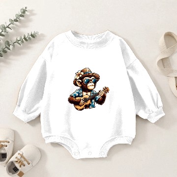 Discover Aloha Monkey Tunes Baby Romper Sweatshirts