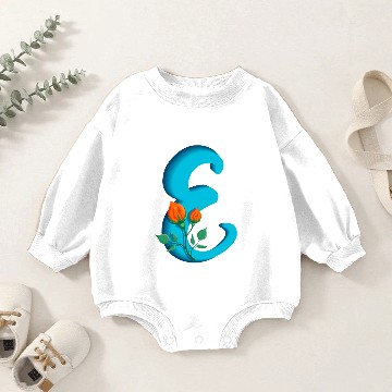 Discover Three dimensional capital letter E rose monogram Baby Romper Sweatshirts