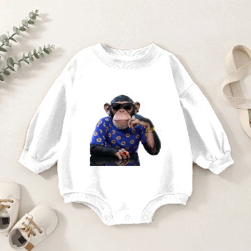 Discover "Chimpanzee Chronicles: A Primate's Pursuit" Baby Romper Sweatshirts